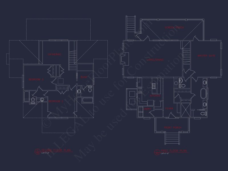 Coastal house Floor Plan: 3-Bed, 2-Story Blueprint