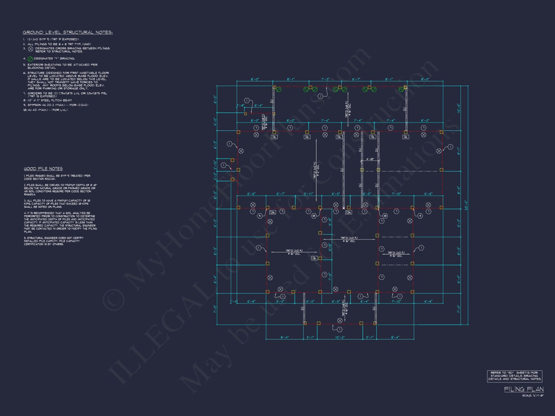 Coastal house Floor Plan: 3-Bed, 2-Story Blueprint