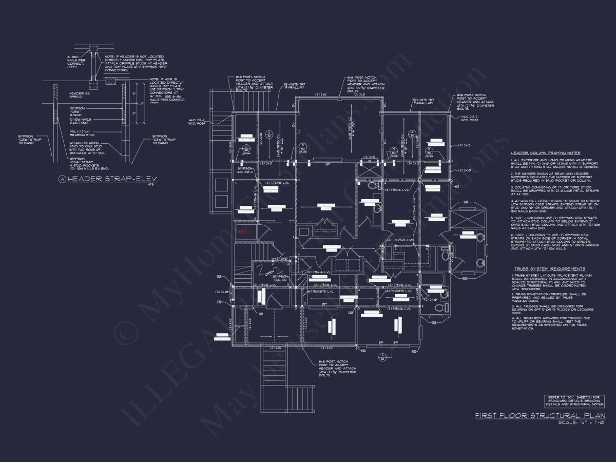 Coastal house Floor Plan: 3-Bed, 2374 Sq Ft, CAD Blueprint