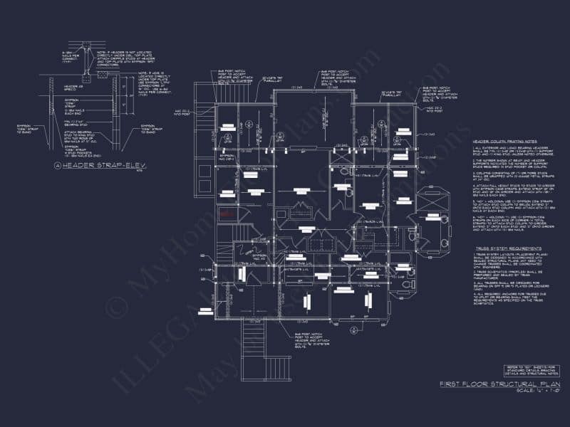 Coastal house Floor Plan: 3-Bed, 2374 Sq Ft, CAD Blueprint
