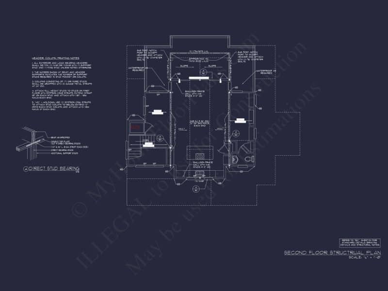 Coastal house Floor Plan: 3-Bed, 2374 Sq Ft, CAD Blueprint