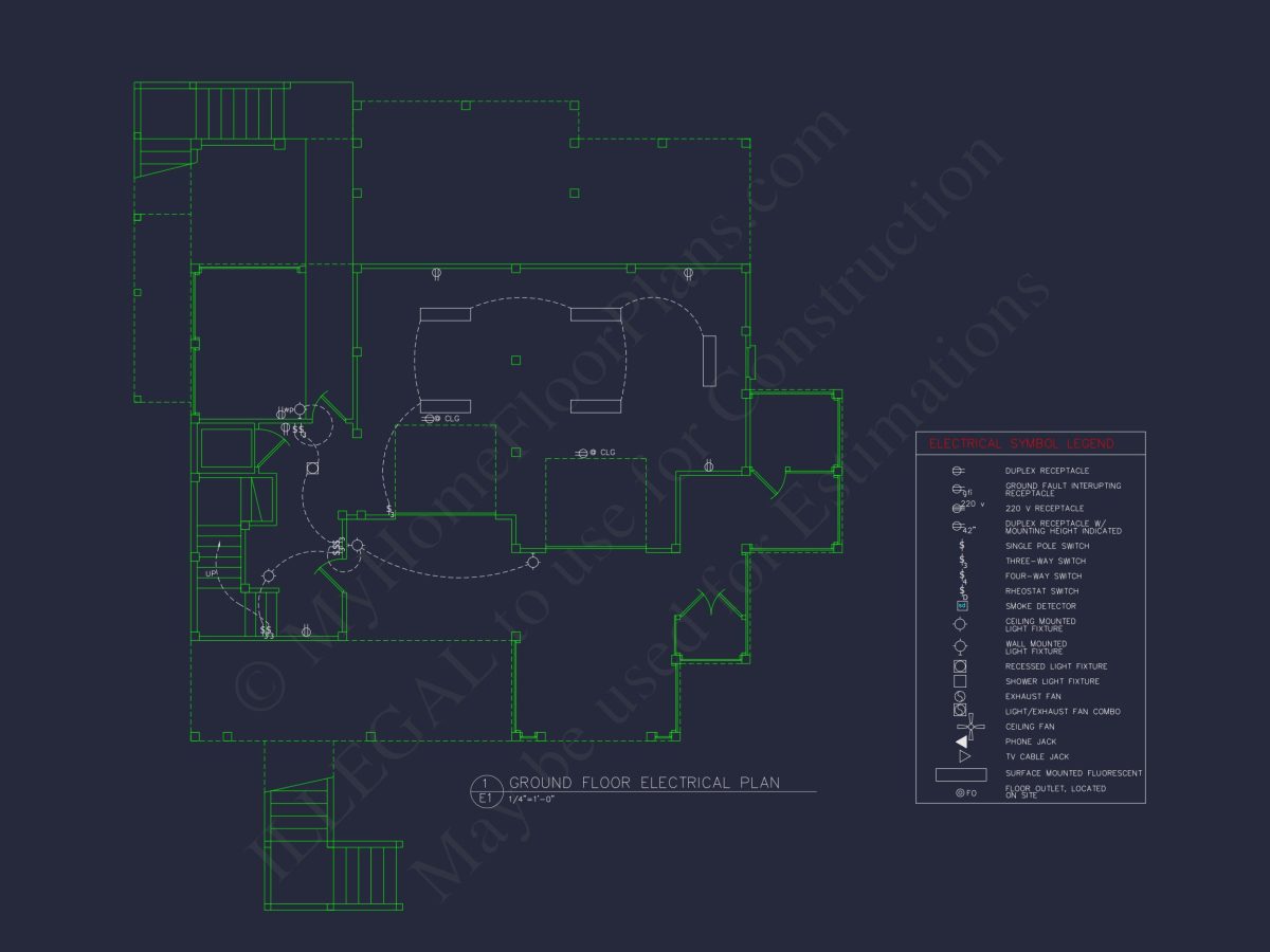 Coastal house Floor Plan: 3-Bed, 2374 Sq Ft, CAD Blueprint