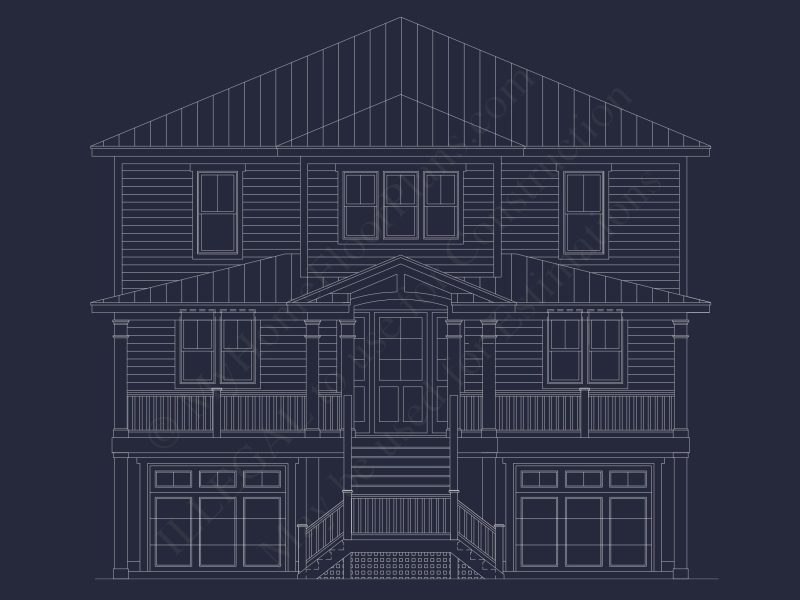 Coastal house Floor Plan: 4-Story Design with CAD Blueprint