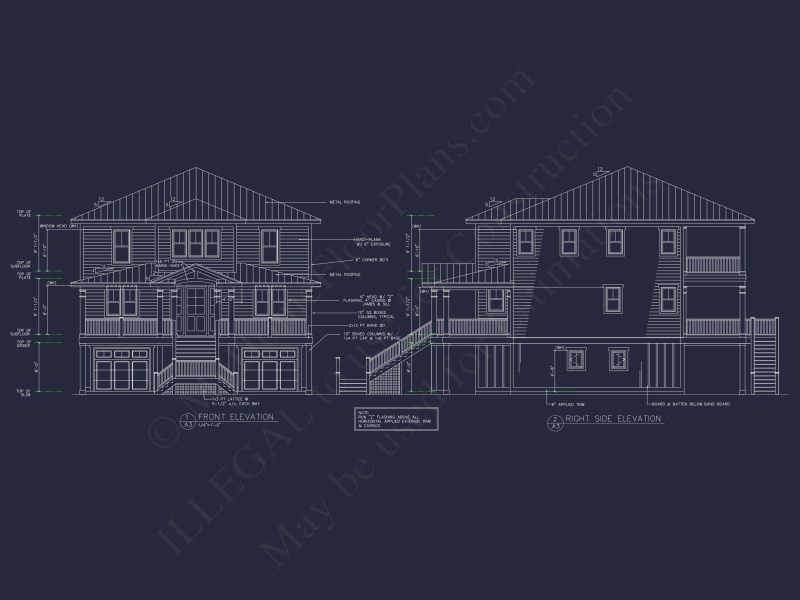 Coastal house Floor Plan: 4-Story Design with CAD Blueprint