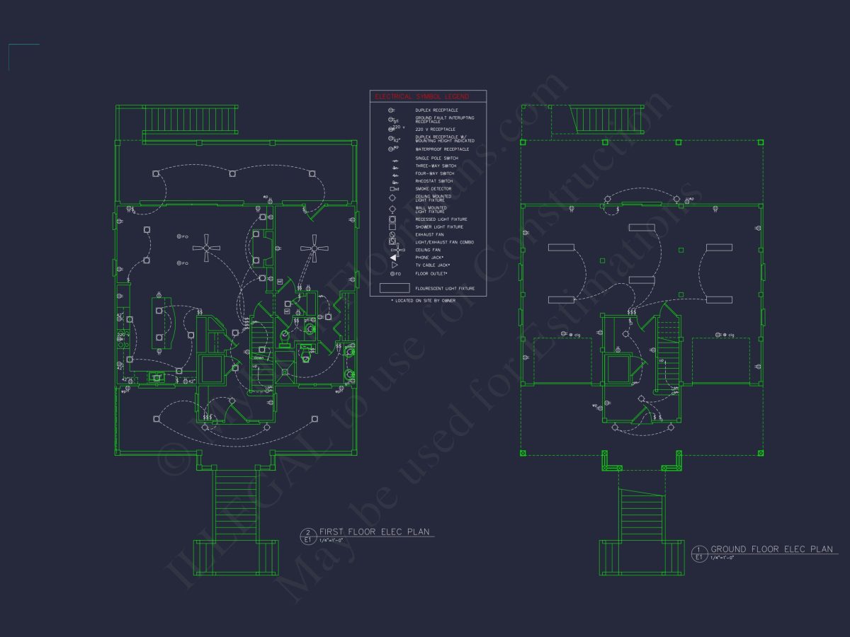 Coastal house Floor Plan: 4-Story Design with CAD Blueprint