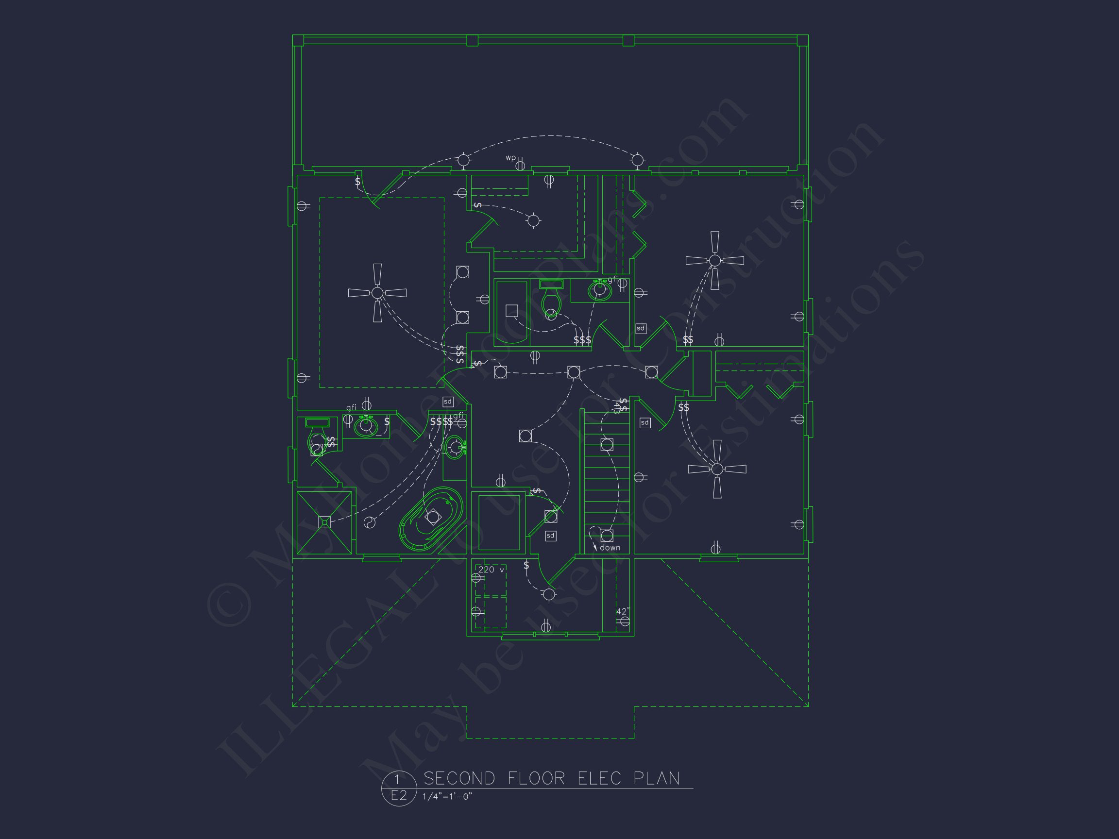 Coastal house Floor Plan: 4-Story Design with CAD Blueprint
