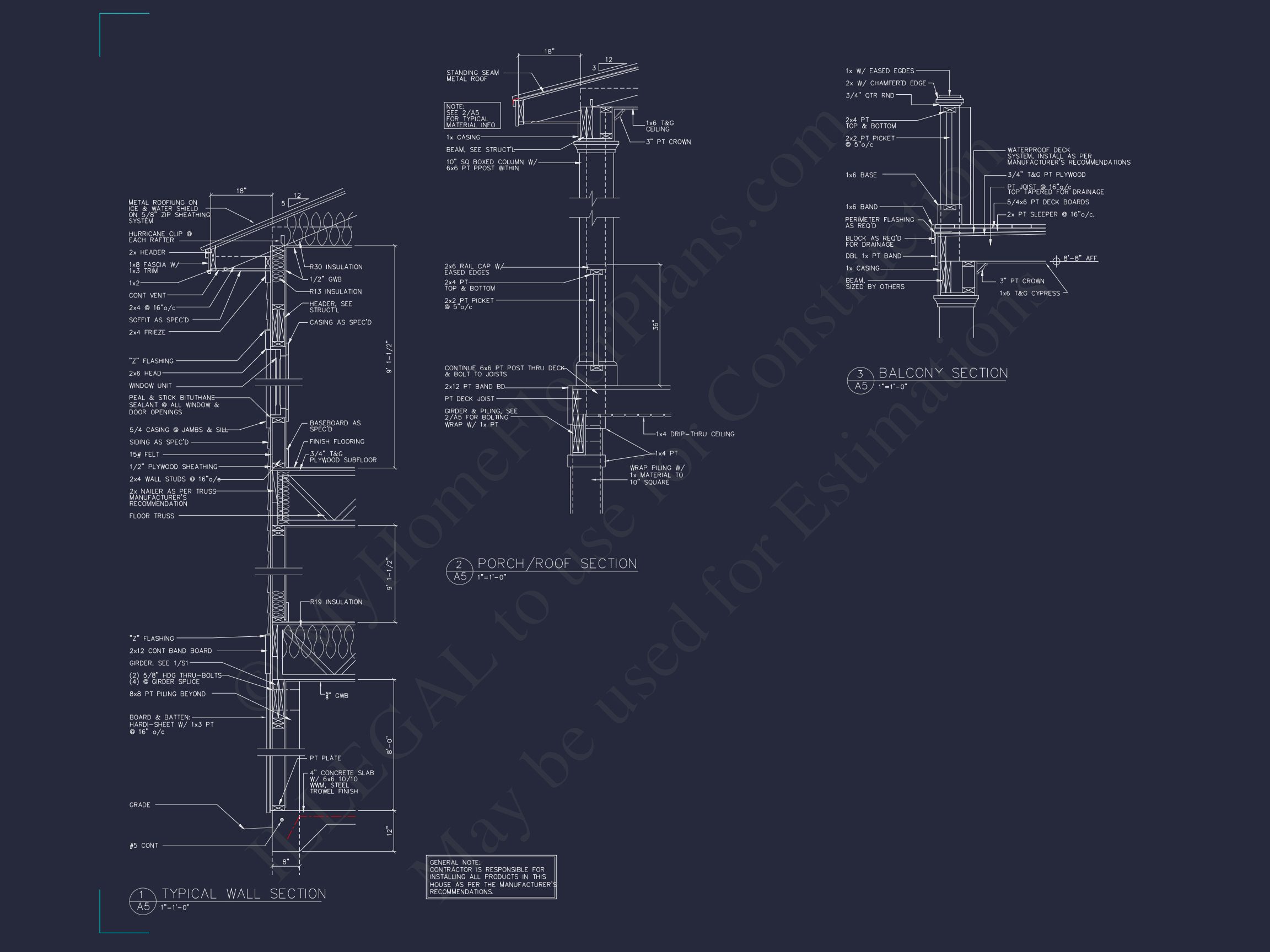Coastal house Floor Plan: 4-Story Design with CAD Blueprint