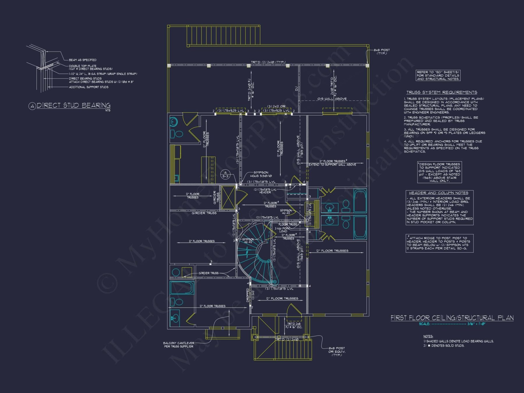 Coastal house Floor Plan with 7+ Bedrooms and CAD Designs