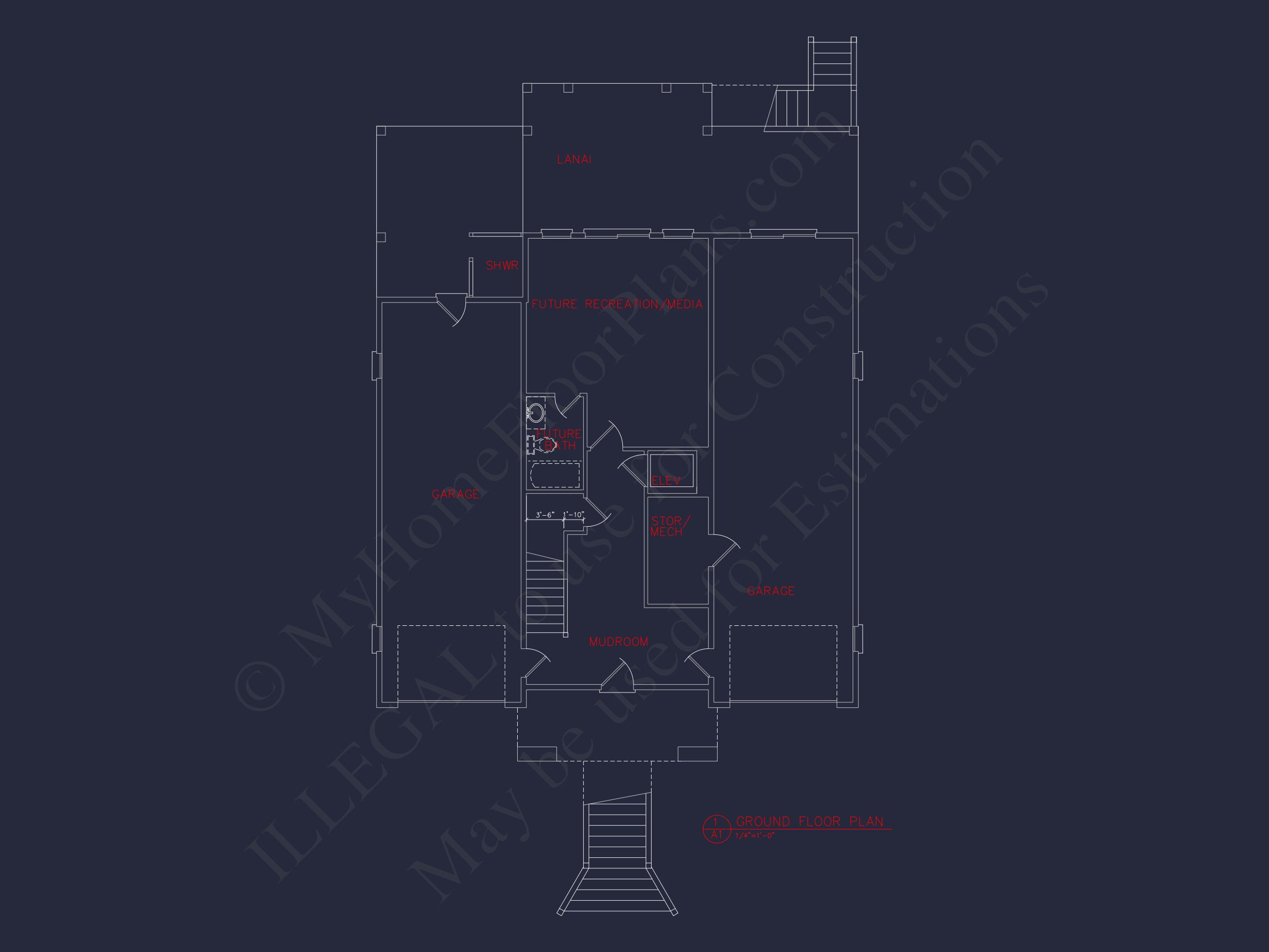 Coastal house Plan: 3-Story,4-Bedroom,Floor Plan Blueprint