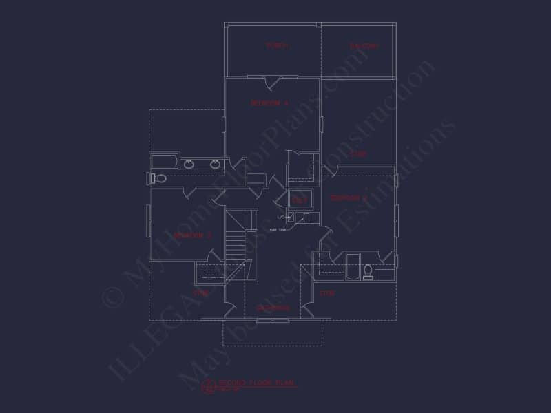 Coastal house Plan: 3-Story, 4-Bedroom, Floor Plan Blueprint