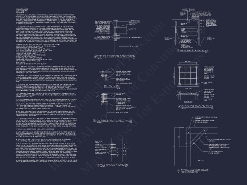 Coastal house Plan: 4-Bedroom, 3-Story Floor Plan Blueprint
