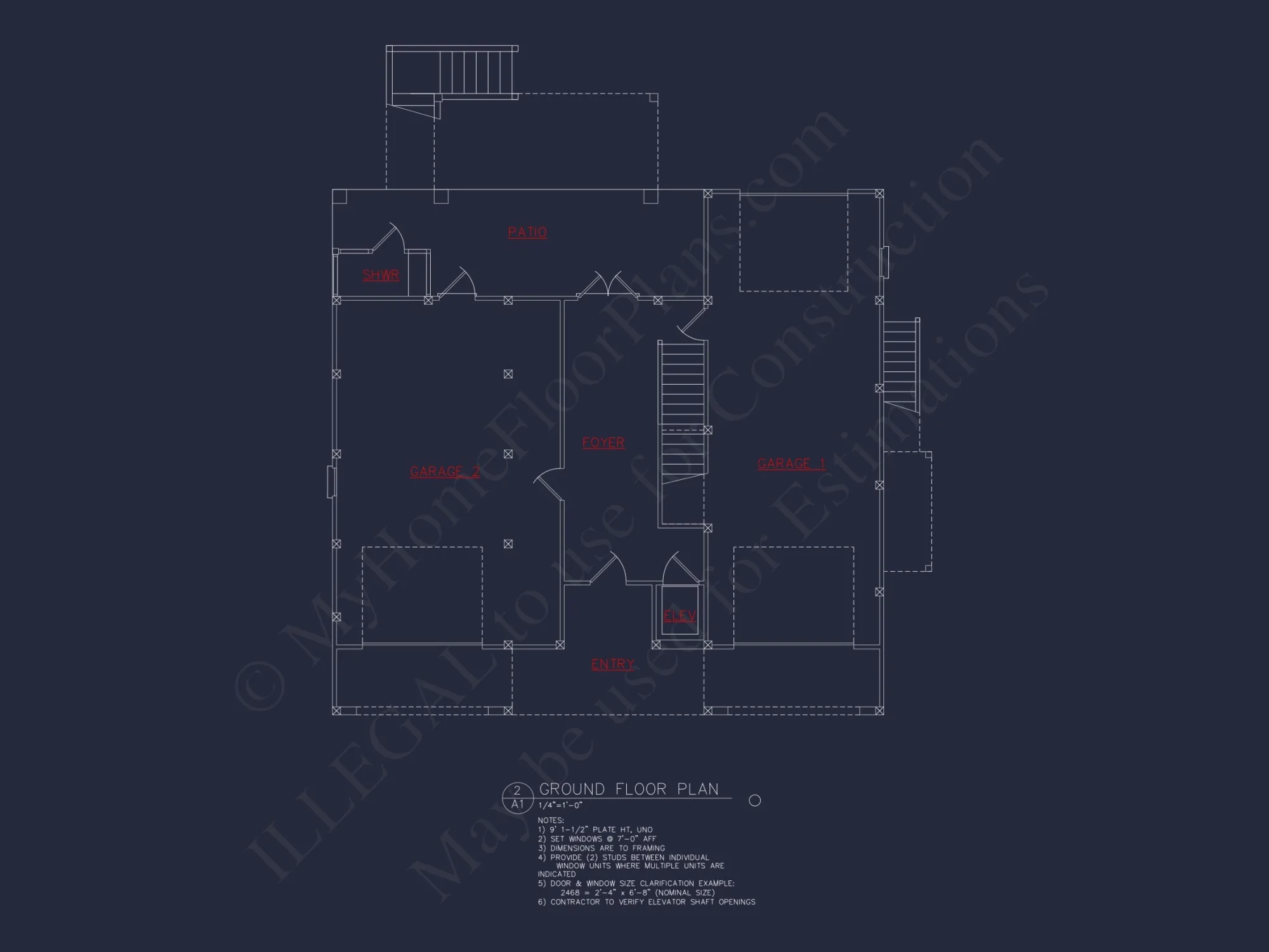 Coastal house Plan: 4-Bedroom, 3-Story Floor Plan Blueprint