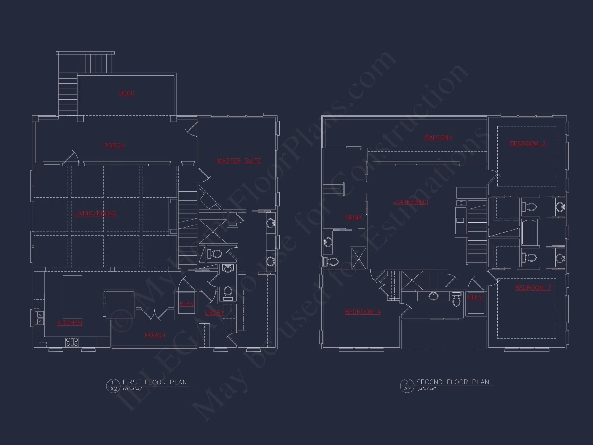 Coastal house Plan: 4-Bedroom, 3-Story Floor Plan Blueprint