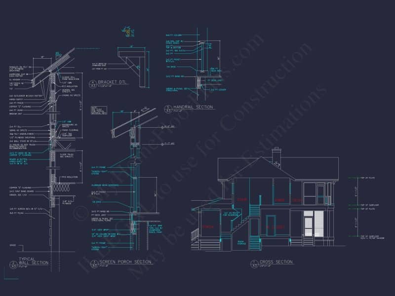 Coastal house Plan Blueprint: 2 Story CAD Architecture Designs