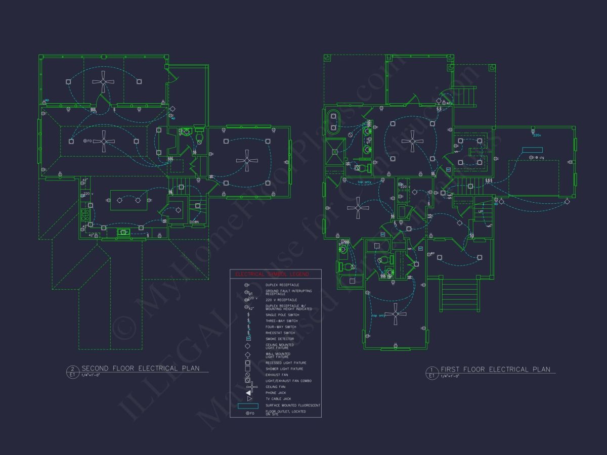 Coastal house Plan Blueprint: 2 Story CAD Architecture Designs
