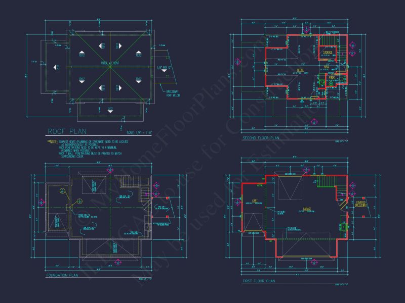 Coastal house Plan with 2 Floors, CAD Designs & Garage Space