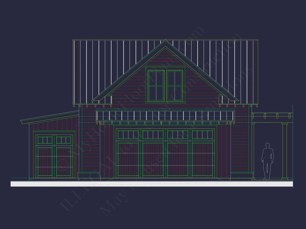 Coastal house Plan with 2 Floors, CAD Designs & Garage Space