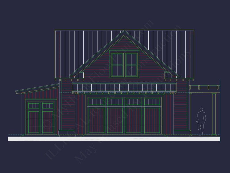 Coastal house Plan with 2 Floors, CAD Designs & Garage Space