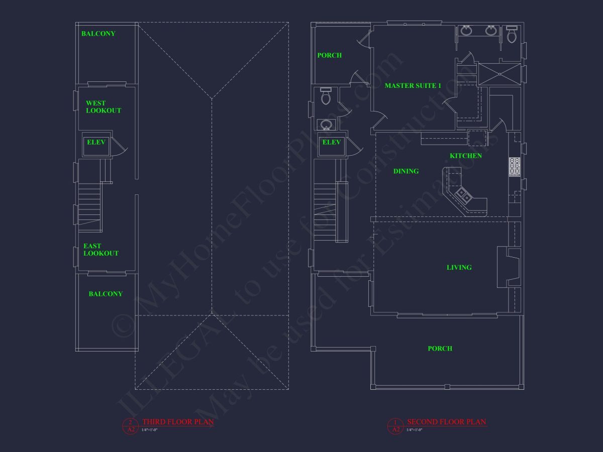 Coastal house Plan with 3 Floors, CAD Designs, & Blueprints