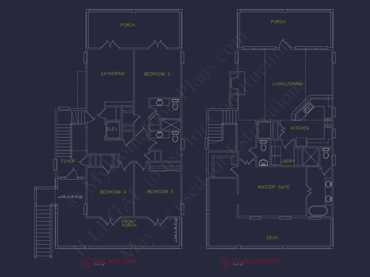 Coastal house Plan with 3 Floors, Elegant Designs, & CAD