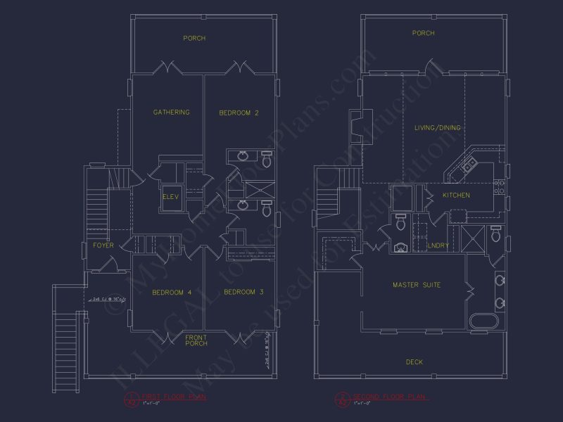 Coastal house Plan with 3 Floors, Elegant Designs, & CAD