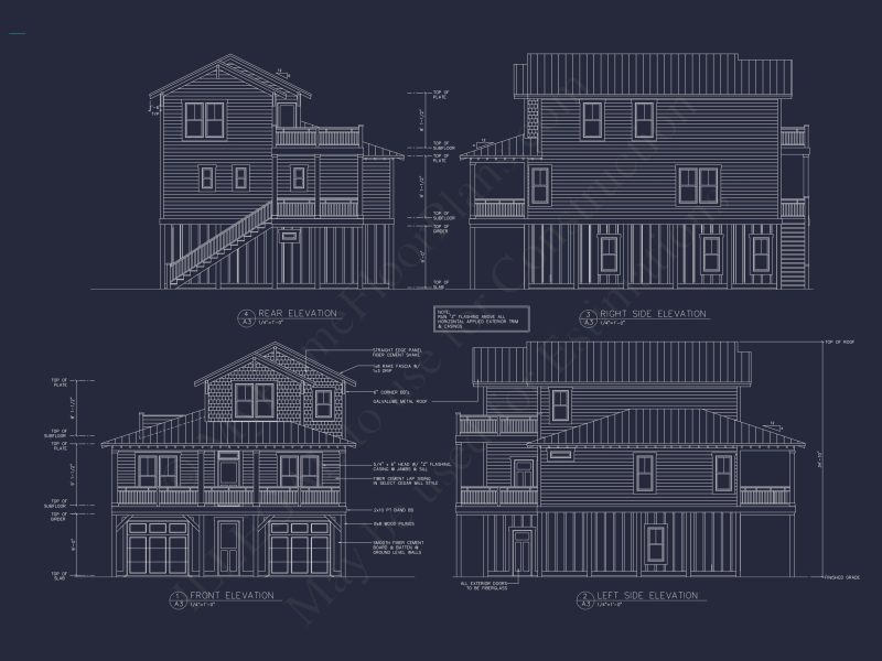 Coastal house Plan with 4 Beds, Open Floor Plan & CAD Designs