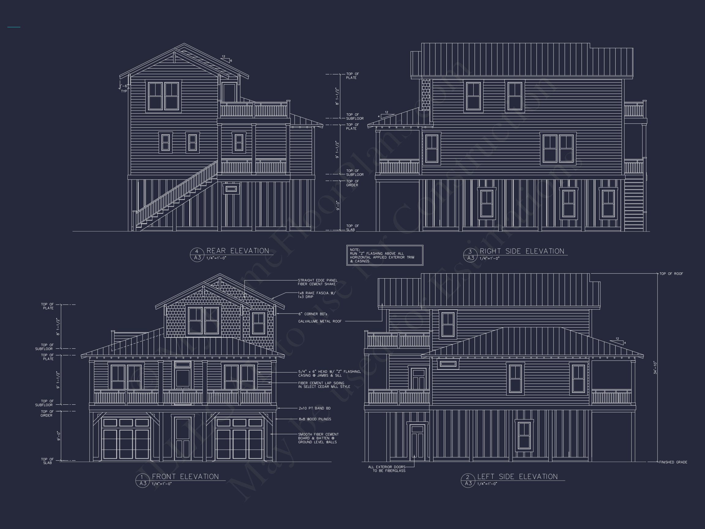 Coastal house Plan with 4 Beds,Open Floor Plan & CAD Designs