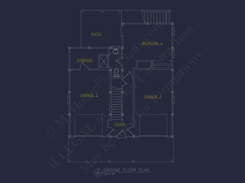 Coastal house Plan with 4 Beds, Open Floor Plan & CAD Designs
