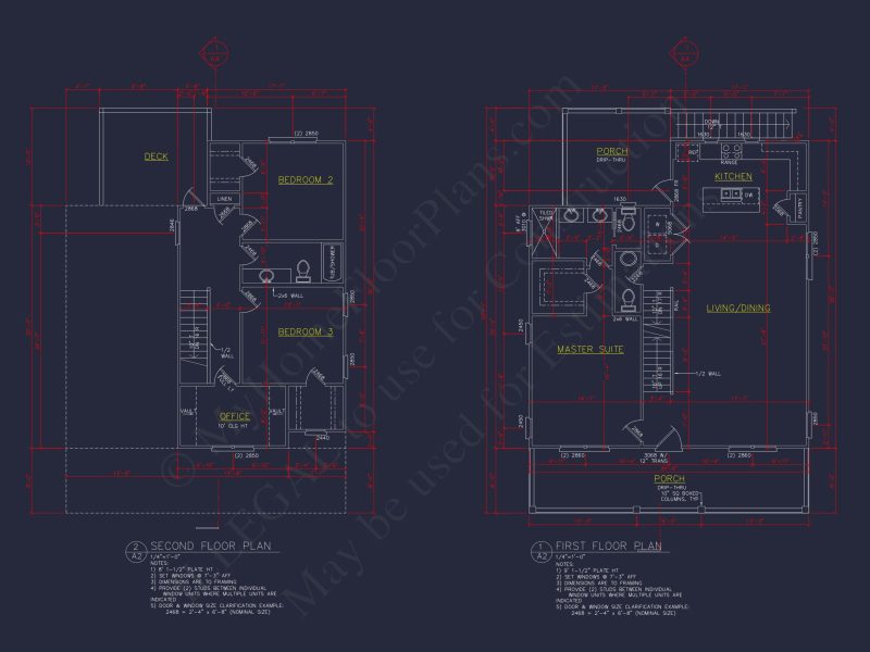 Coastal house Plan with 4 Beds, Open Floor Plan & CAD Designs
