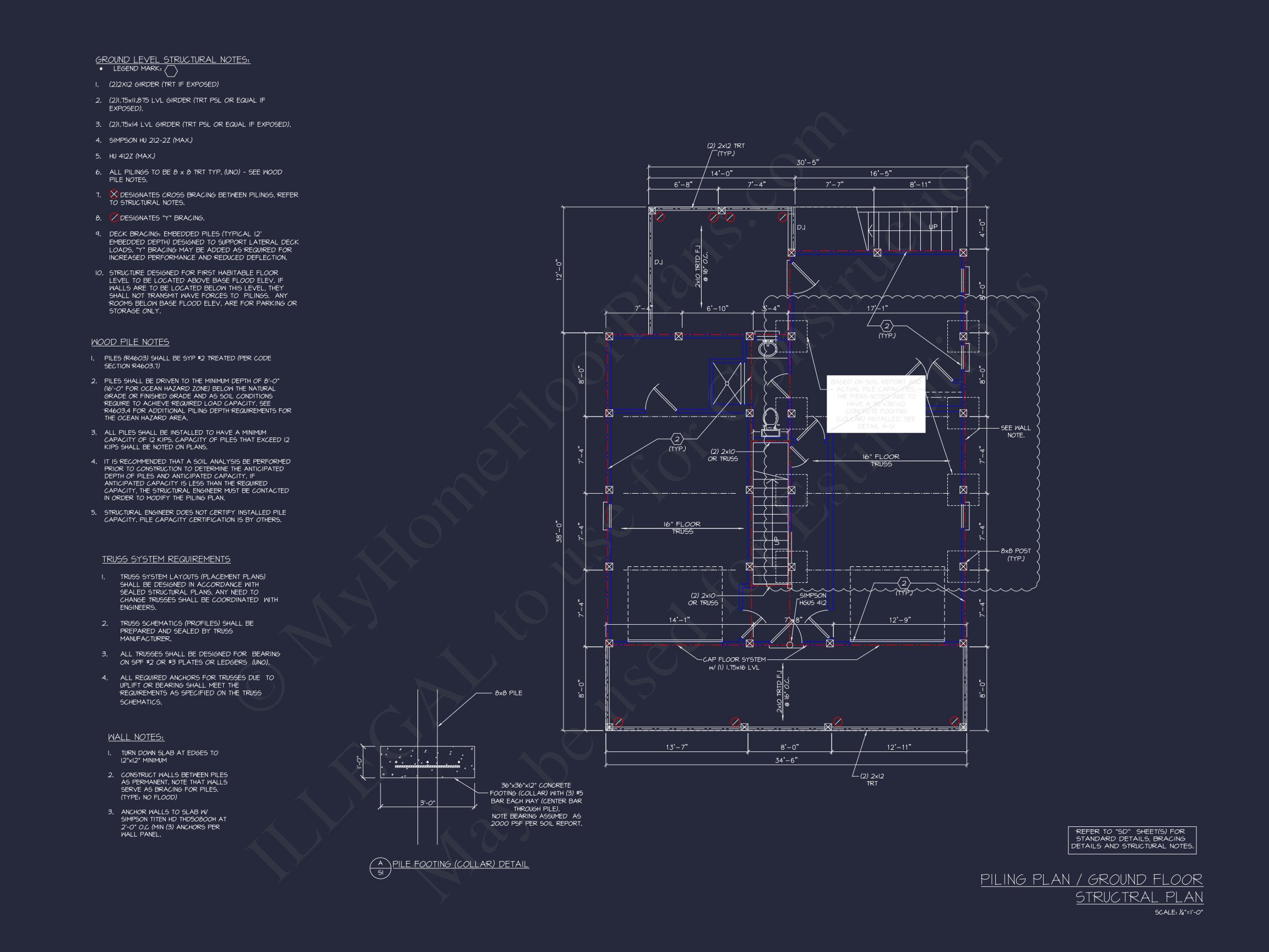 Coastal house Plan with 4 Beds,Open Floor Plan & CAD Designs