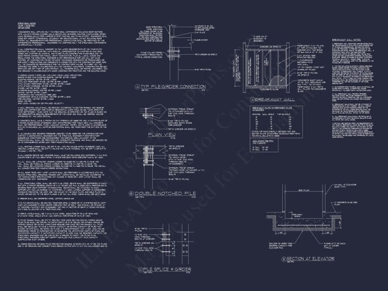 Coastal house Plan with CAD Floor Designs and Blueprint