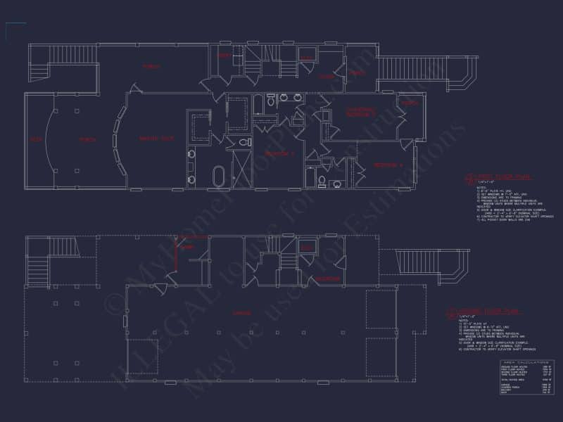 Coastal house Plan with CAD Floor Designs and Blueprint