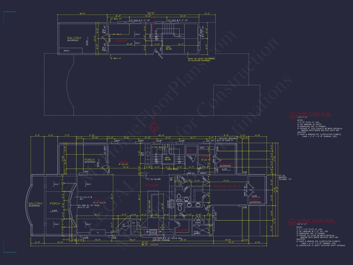 Coastal house Plan with CAD Floor Designs and Blueprint