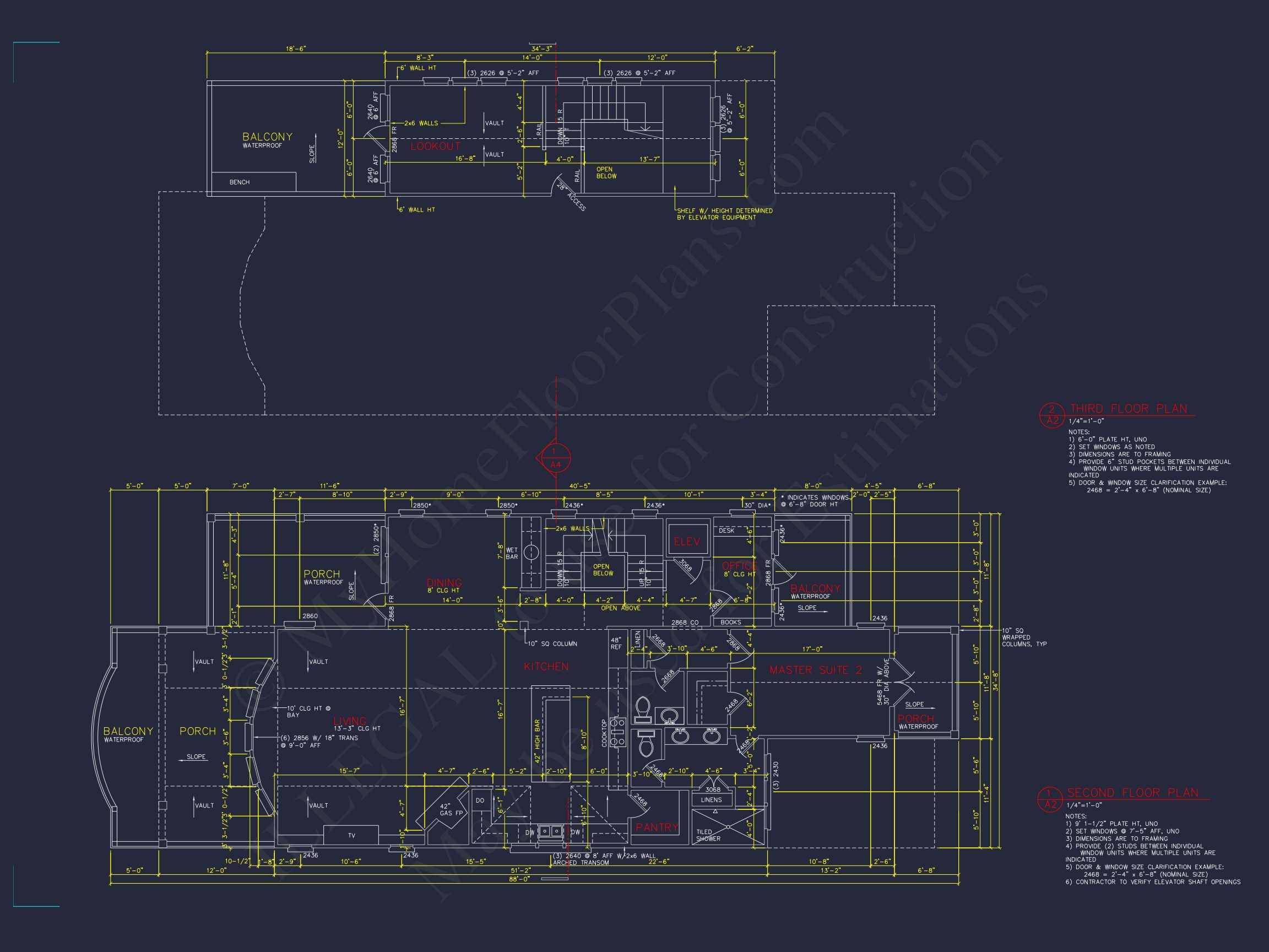 Coastal house Plan with CAD Floor Designs and Blueprint