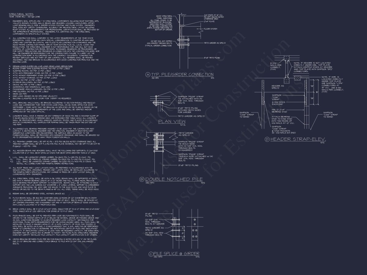 Coastal house Plan with Complete Floor Designs and Blueprints