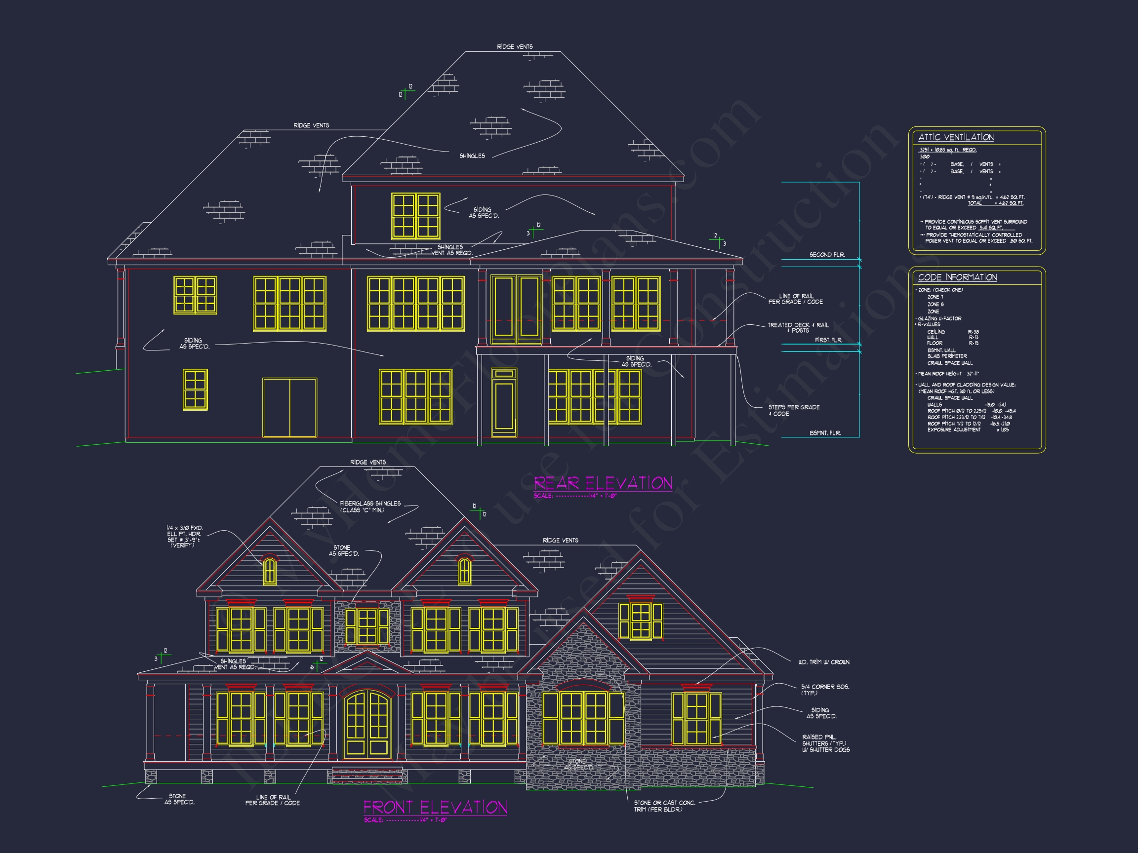 Colonial 2.5-Story Home Plan: 4 Bed,3 Bath,2-Car Garage