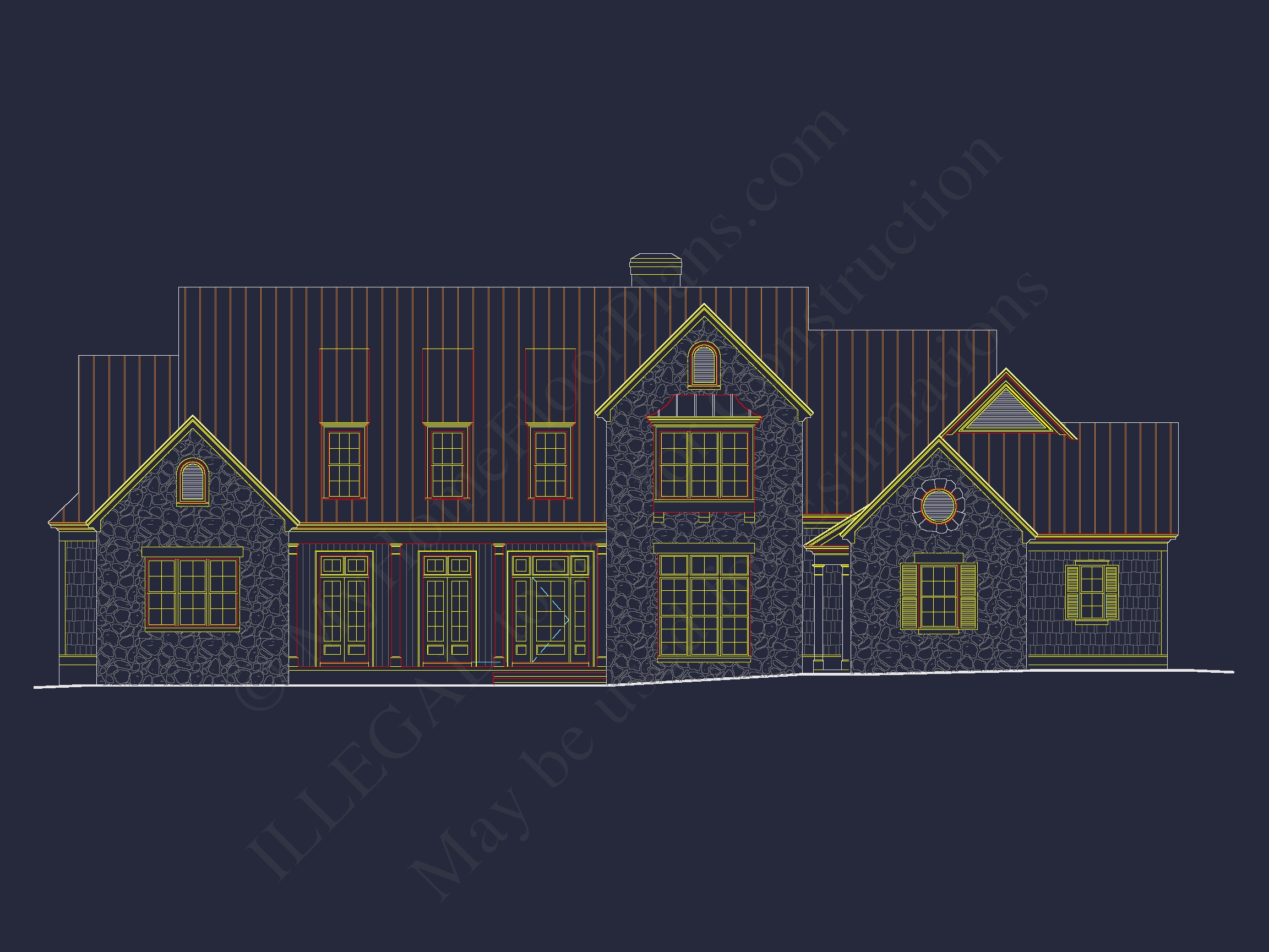 Colonial Craftsman Home: Floor Plan & Blueprint; CAD Design