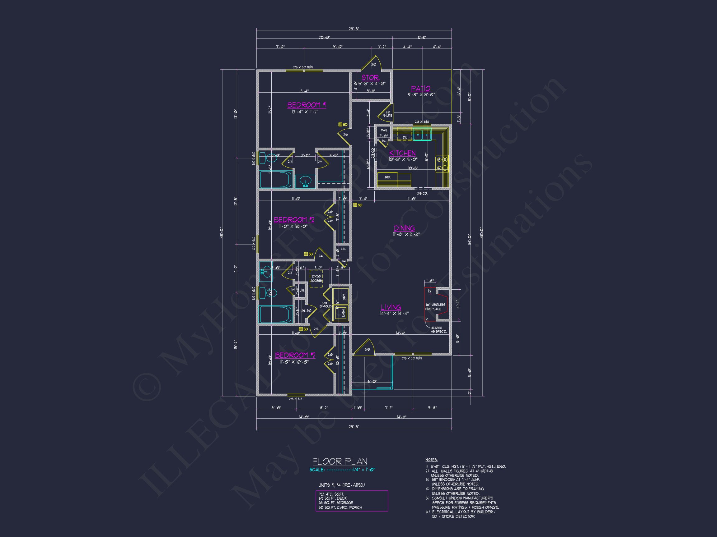 Colonial Duplex house Plan with 2 Floors & CAD Designs