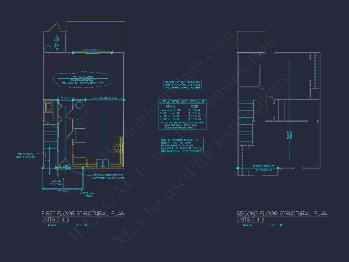 Colonial Duplex house Plan with 2 Floors & CAD Designs