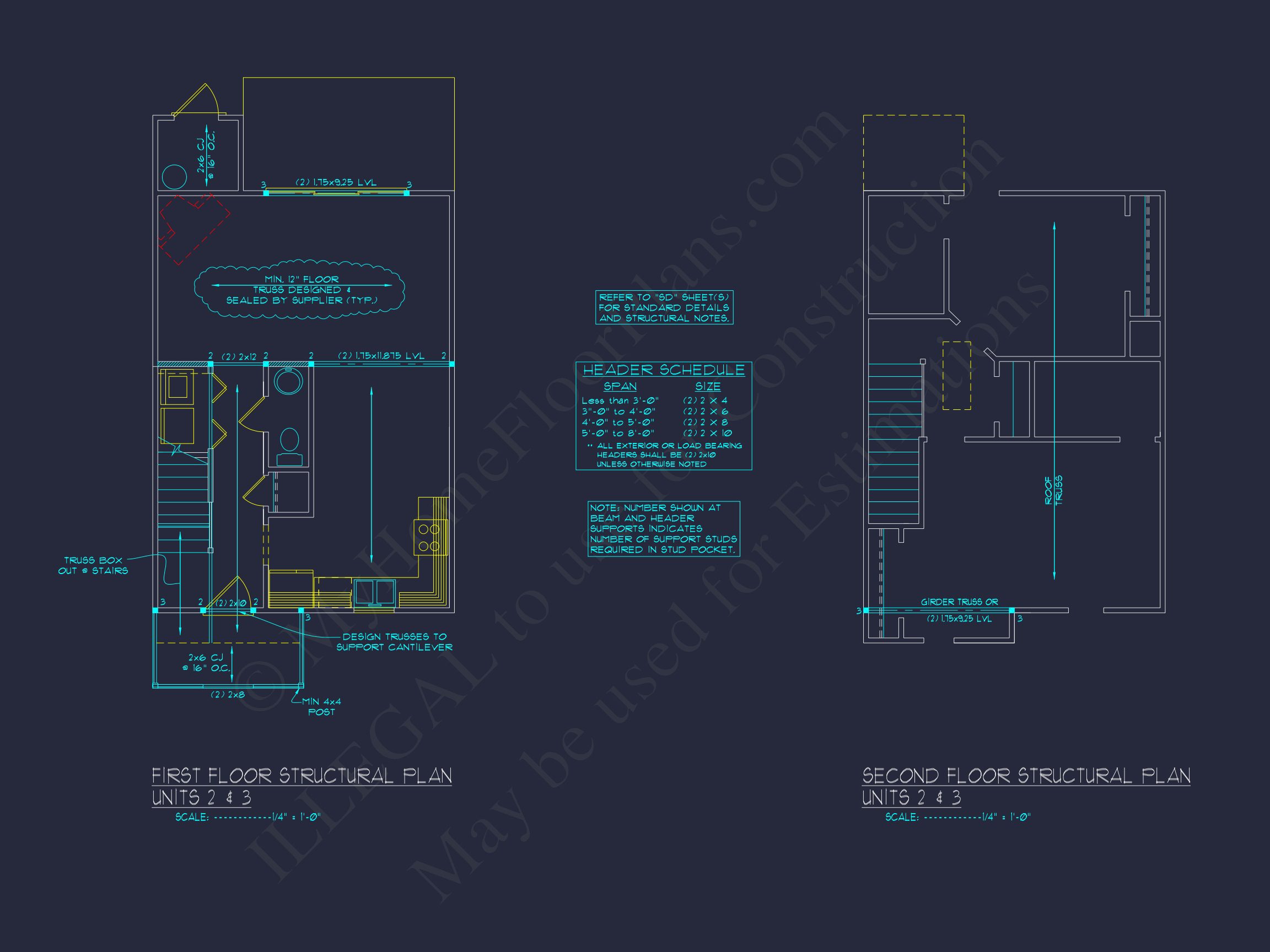 Colonial Duplex house Plan with 2 Floors & CAD Designs