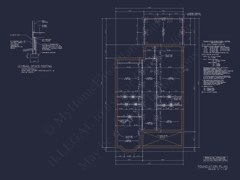 Colonial Farmhouse Floor Plan with CAD and Blueprint Designs