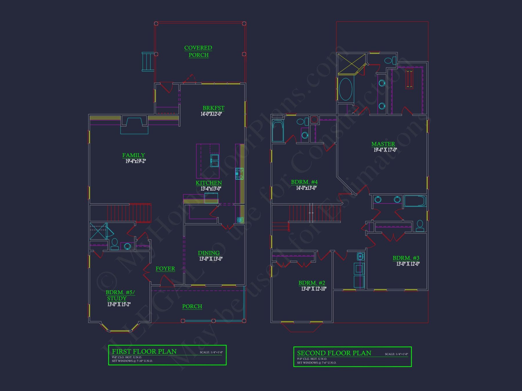 Colonial Farmhouse house Plan - 5 Bed, 4 Bath Floor Blueprint
