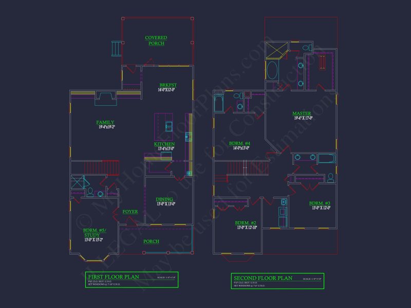 Colonial Farmhouse house Plan - 5 Bed, 4 Bath Floor Blueprint