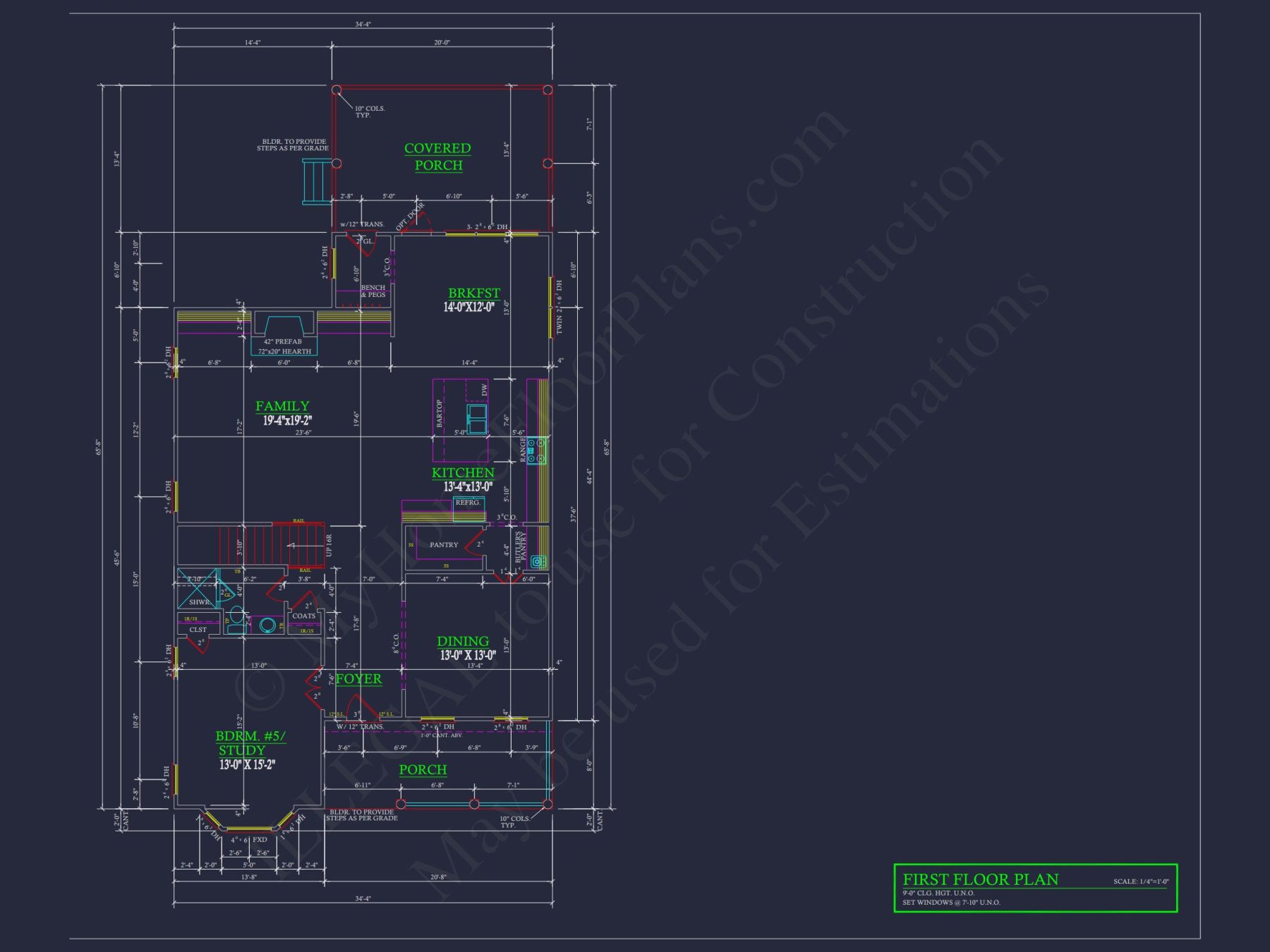 Colonial Farmhouse house Plan - 5 Bed, 4 Bath Floor Blueprint