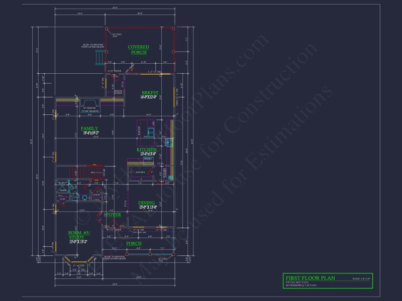 Colonial Farmhouse house Plan - 5 Bed, 4 Bath Floor Blueprint