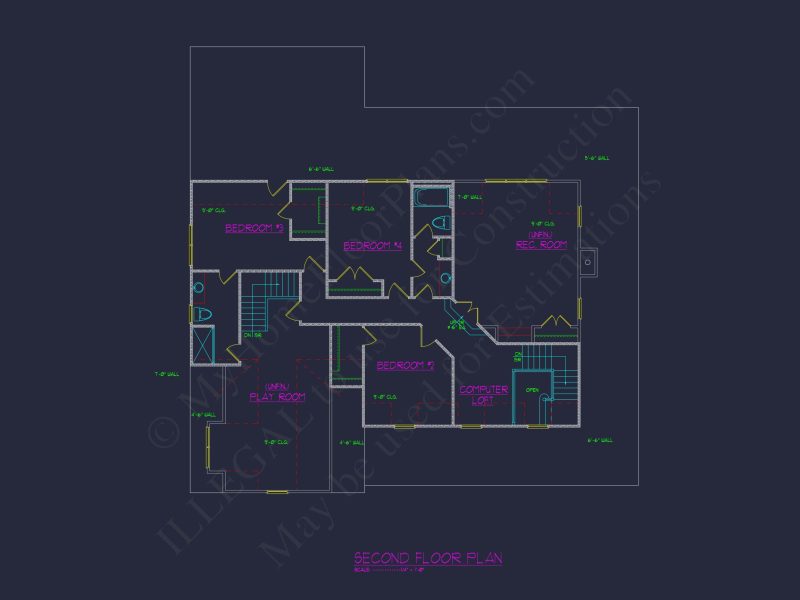 Colonial Farmhouse house Plan with 2 Floors & 4 Bedrooms