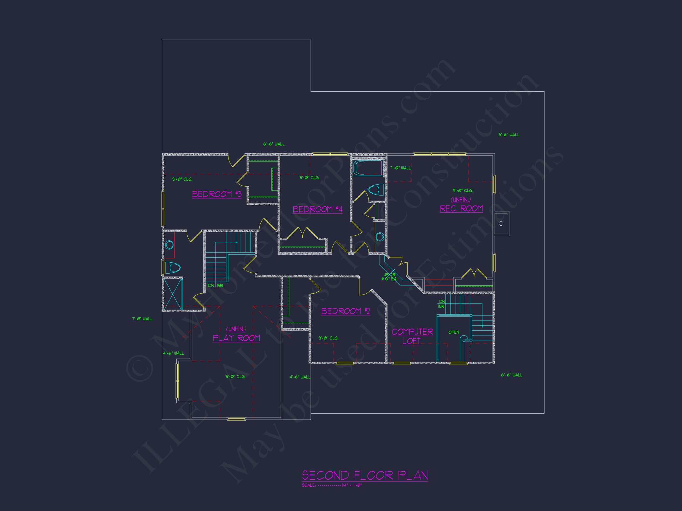 Colonial Farmhouse house Plan with 2 Floors & 4 Bedrooms