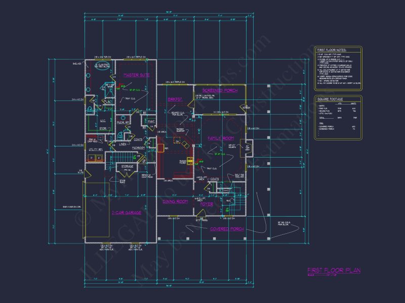 Colonial Farmhouse house Plan with 2 Floors & 4 Bedrooms