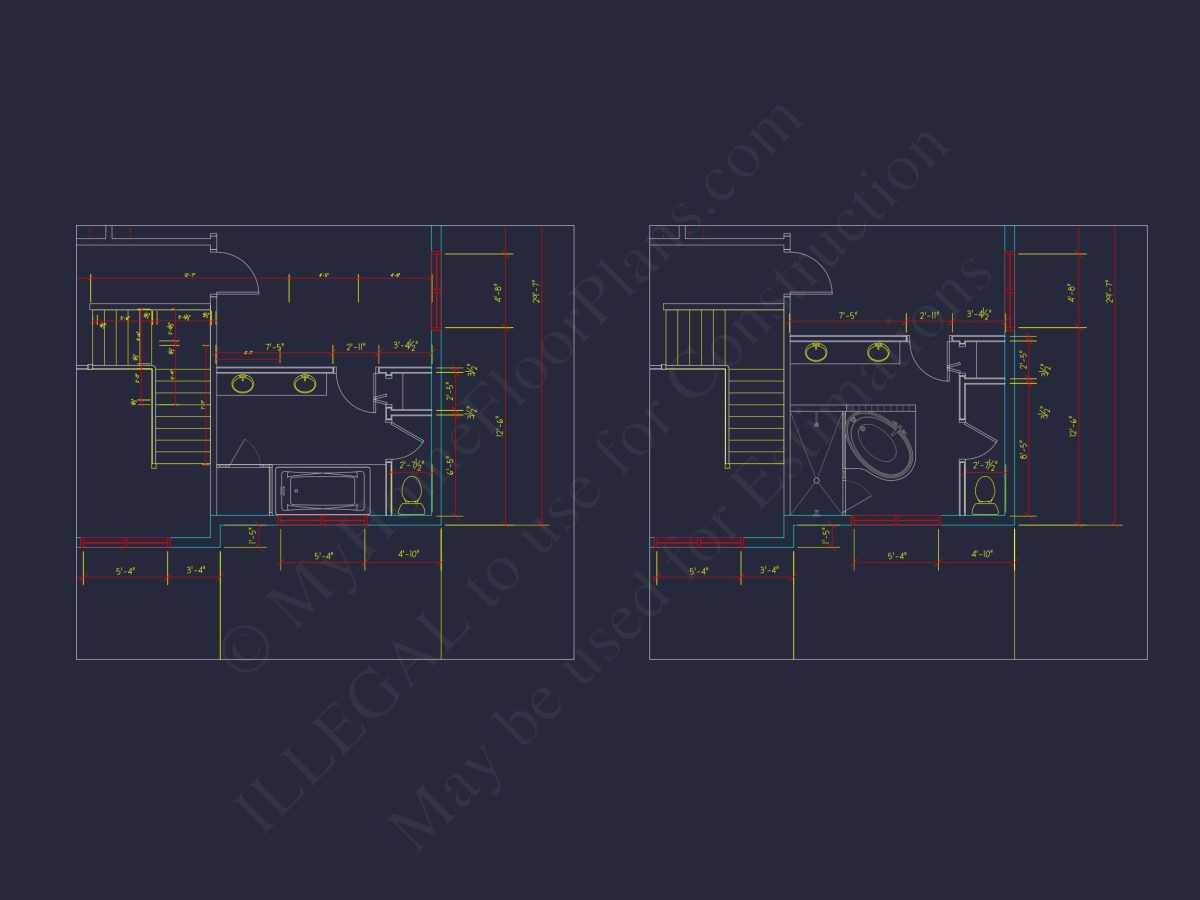 Colonial Farmhouse house Plan with 2 Floors and Detailed CAD Blueprint