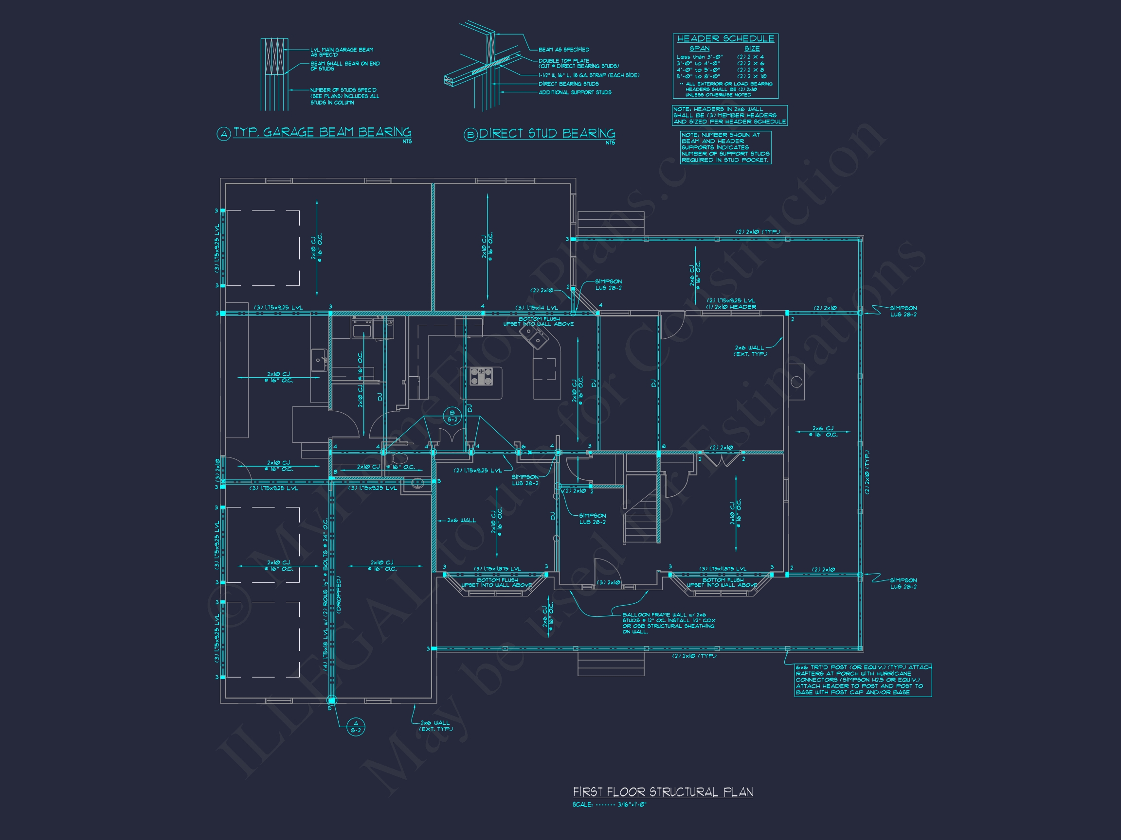 Colonial Farmhouse Home Plan with 2 Floors and Detailed CAD Blueprint